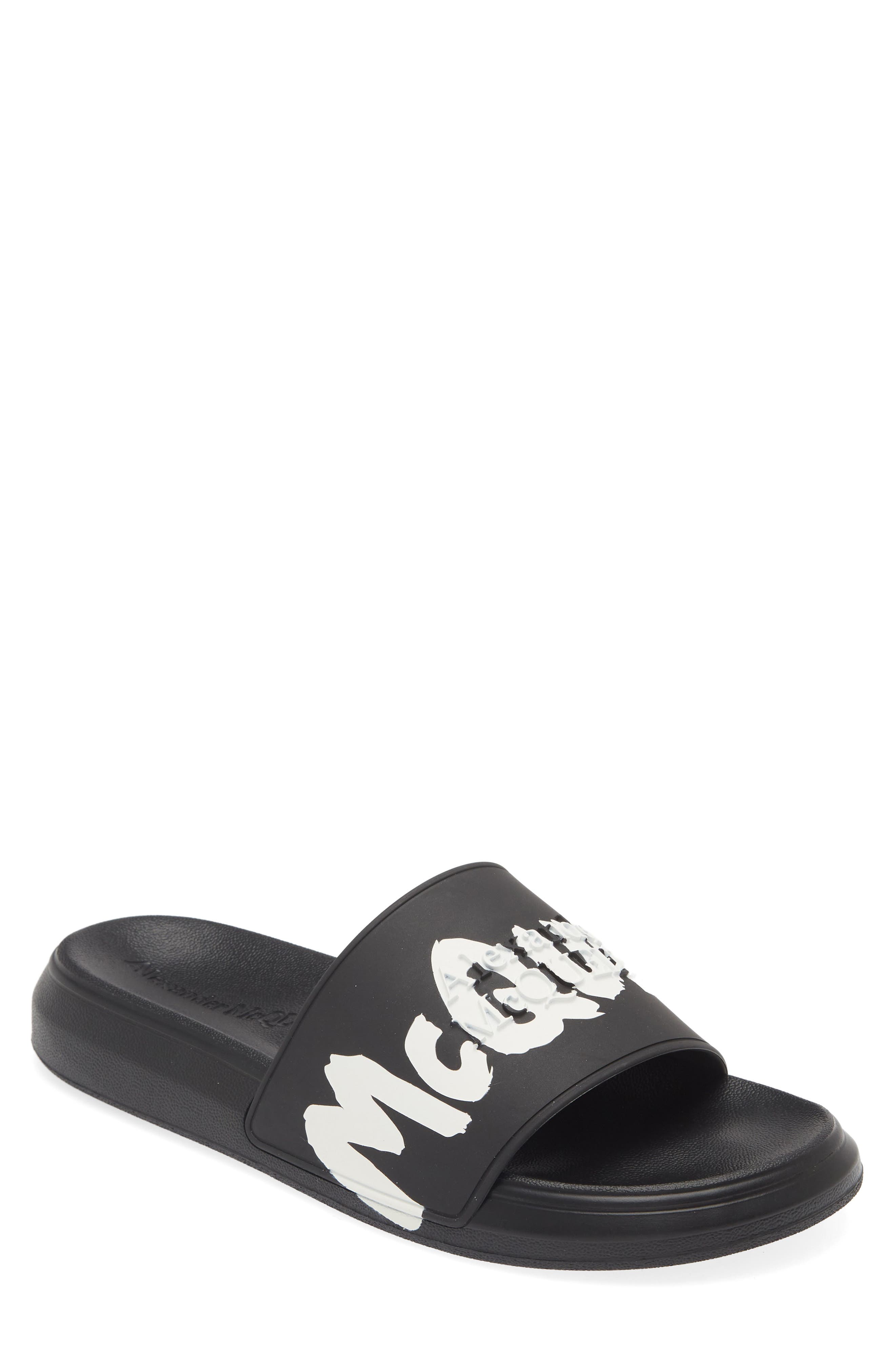 McQueen Alexander McQueen Graffiti Logo Slide Sandal, Main, color, 