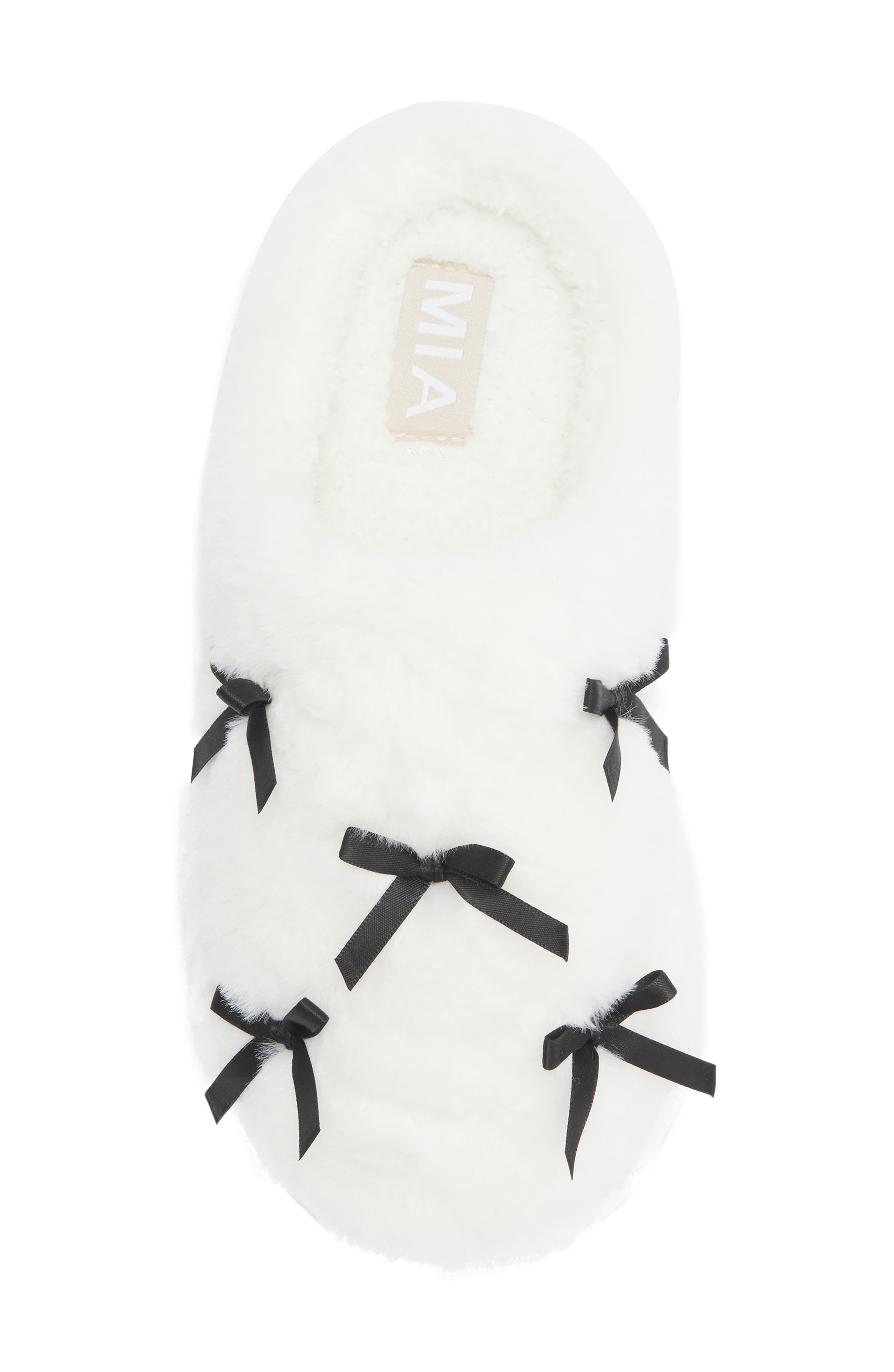 MIA Cozi Slipper, Alternate, color, White/ Black Mini Bows