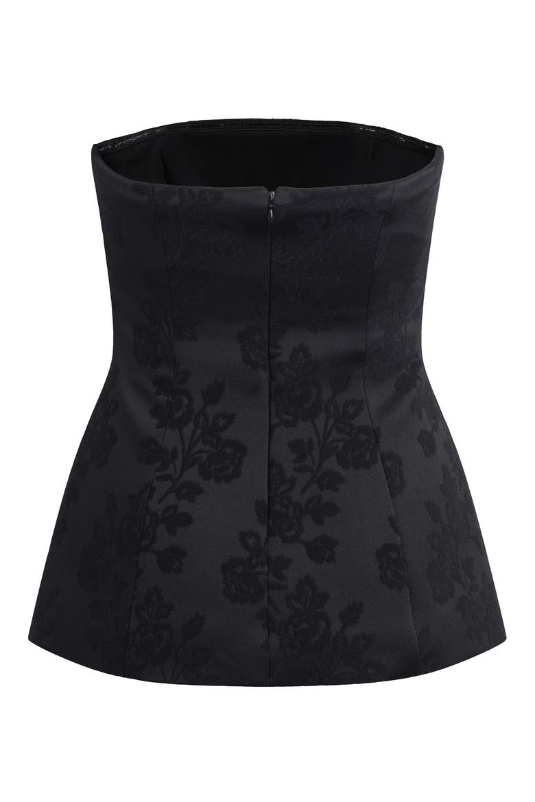 The As Promised Floral Jacquard Strapless Bustier, Alternate, color, BLACK FLORAL JACQU