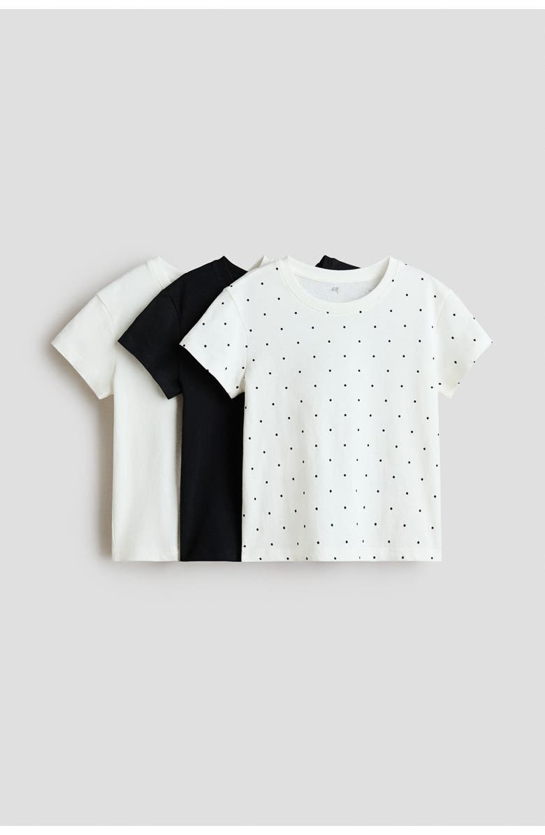 H&M 3-pack T-shirts, Main, color, White/Polka Dot