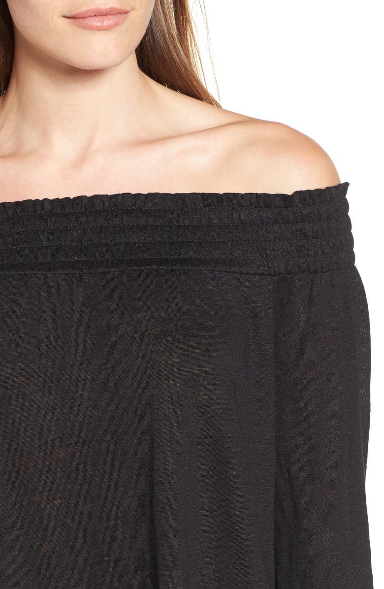 Caslon<sup>®</sup> Off the Shoulder Linen Knit Top, Alternate, color,