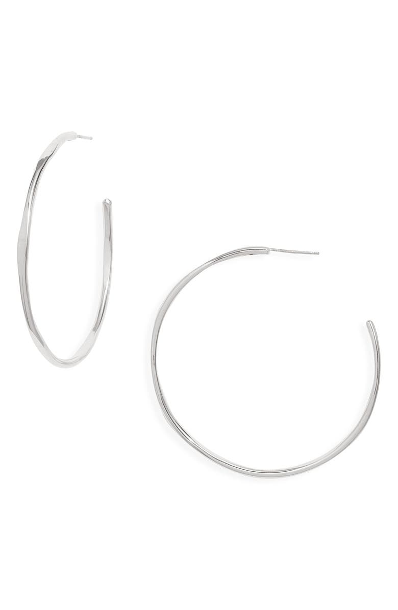 Nashelle Medium Loom Hoop Earrings, Main, color, Sterling Silver