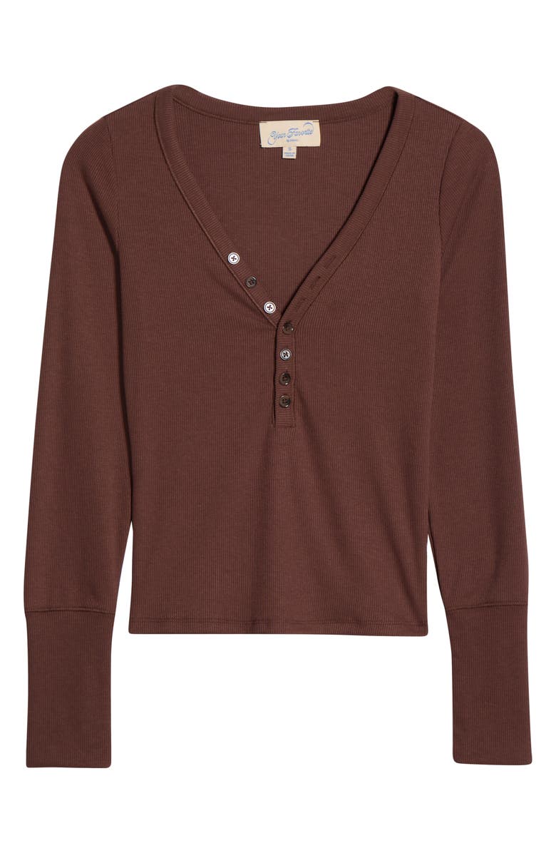 PacSun Payton V-Neck Henley, Alternate, color, Brown