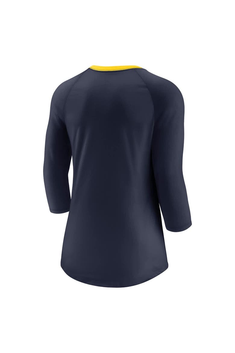 Women's Jordan Brand  Navy Michigan Wolverines Tri-Blend Raglan 3/4 Sleeve Top, Alternate, color, Navy