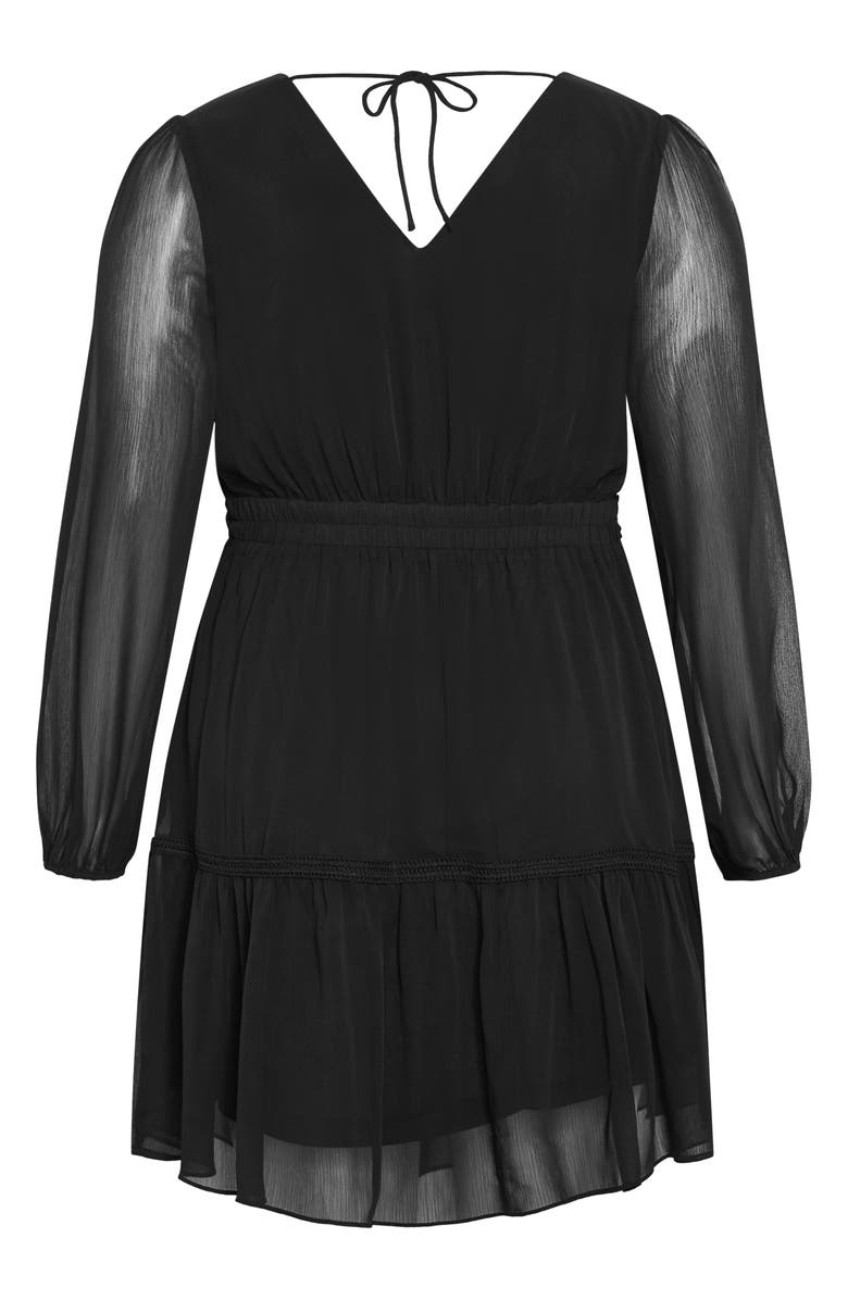 City Chic Kiki Embroidered Long Sleeve Dress, Alternate, color, Black