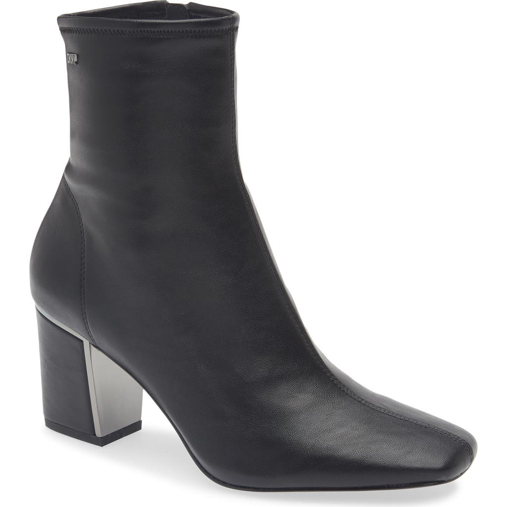 Dkny Cavale Square Toe Block Heel Boot In Black