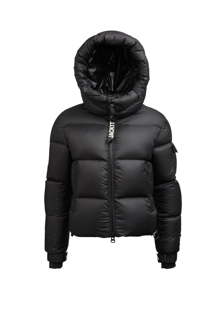 High Collar Puffer Jacket, Alternate, color, Black