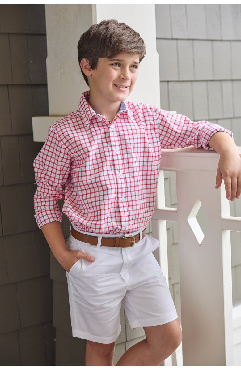 Little English Kids' Plaid Button Down Shirt Blend, Alternate, color, Red Windowpane