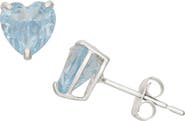 FZN 10K Gold Aquamarine Heart Stud Earrings