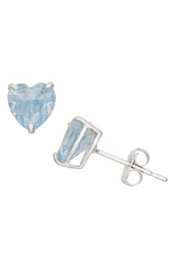 Fzn 10k Gold Aquamarine Heart Stud Earrings