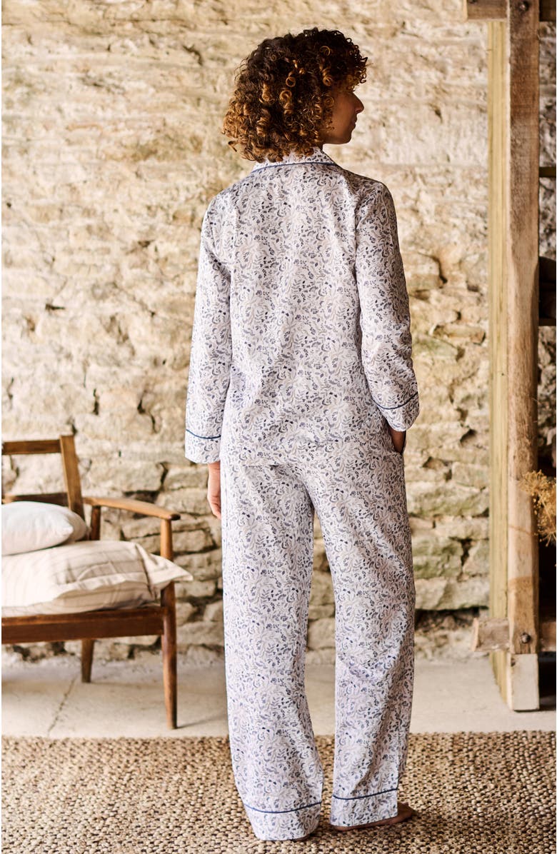 CHRISTY Ditsy Gingham Cotton Percale Floral Pyjamas, Alternate, color, Blue