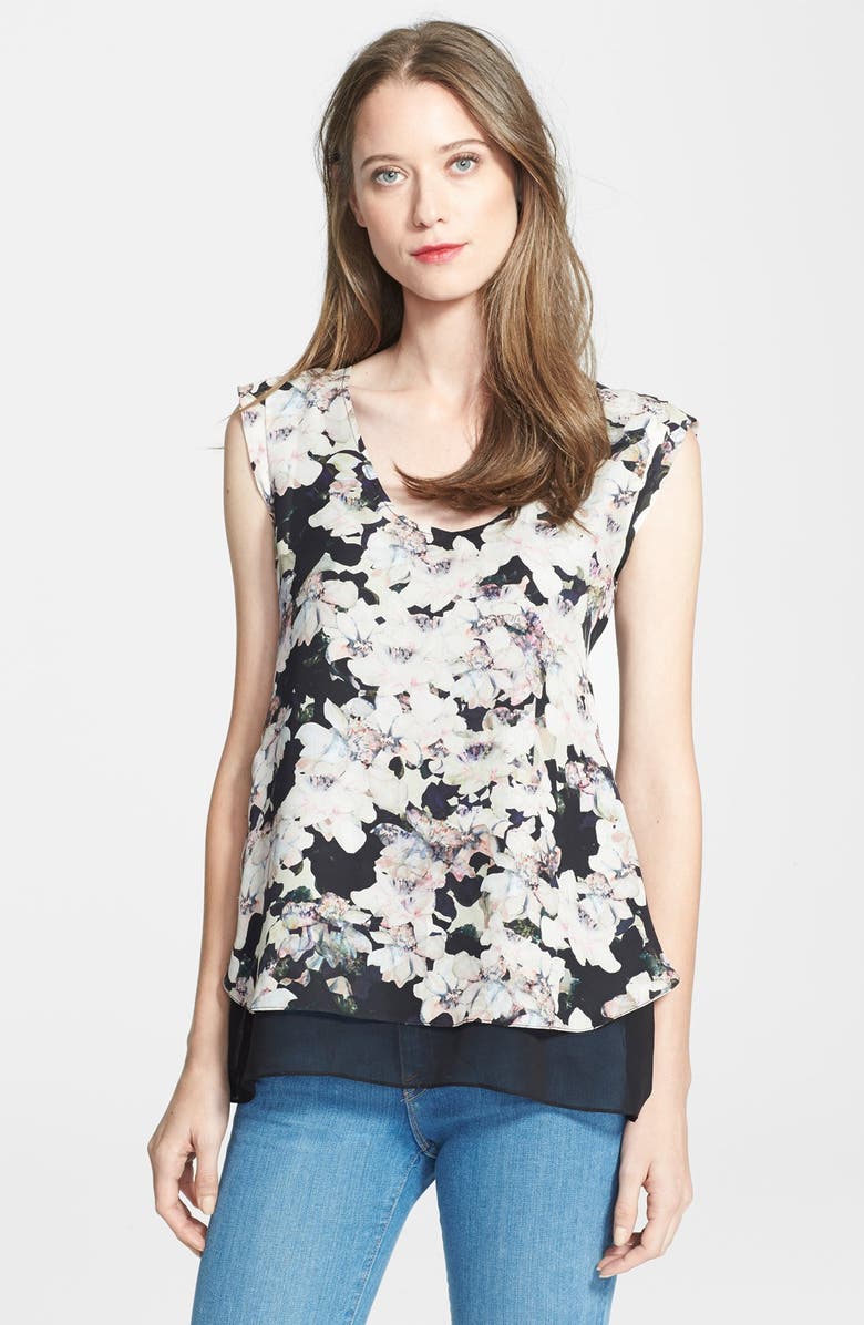Rebecca Taylor 'Frosted Flower' Print Silk Top, Main, color,