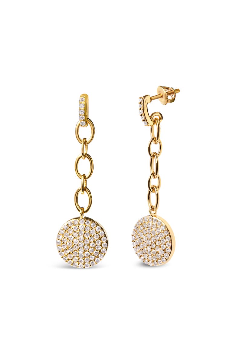 14K Yellow Gold 1.0 Ct Diamond Chain Cluster Dangle Chain Earrings, Alternate, color, Yellow