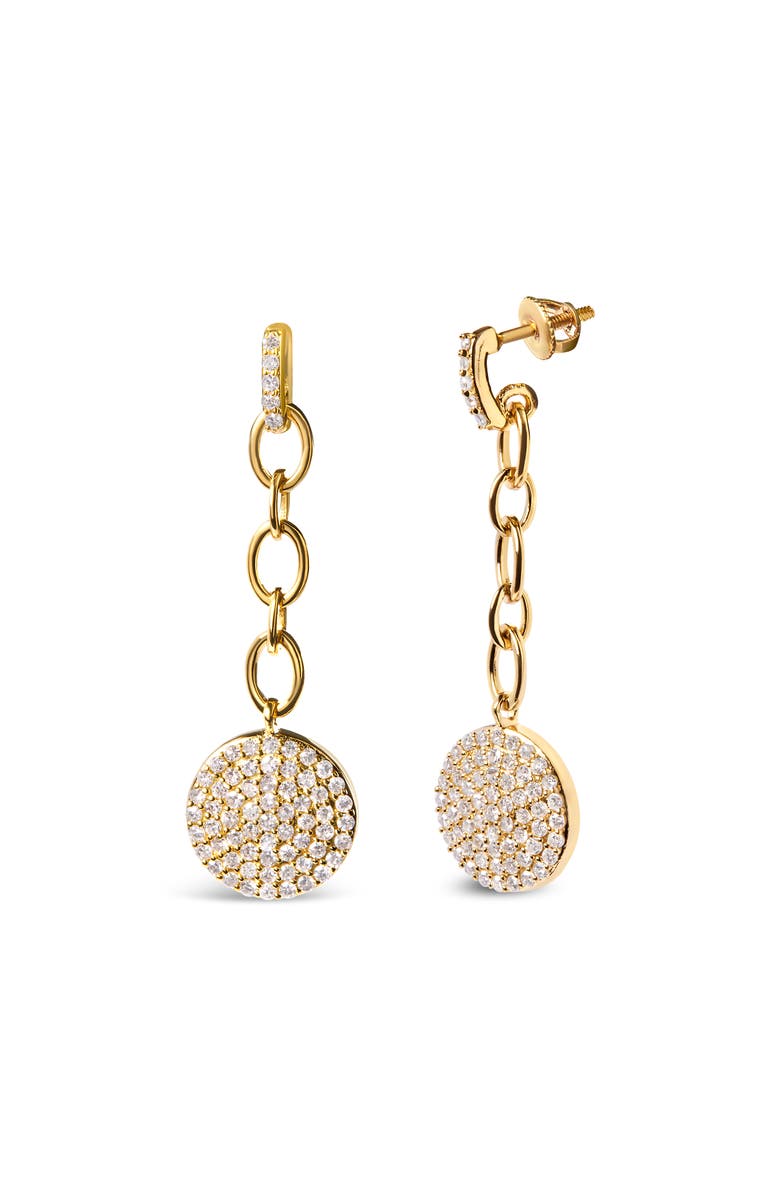 Haus of Brilliance 14K Yellow Gold 1.0 Ct Diamond Chain Cluster Dangle Chain Earrings, Alternate, color, Yellow