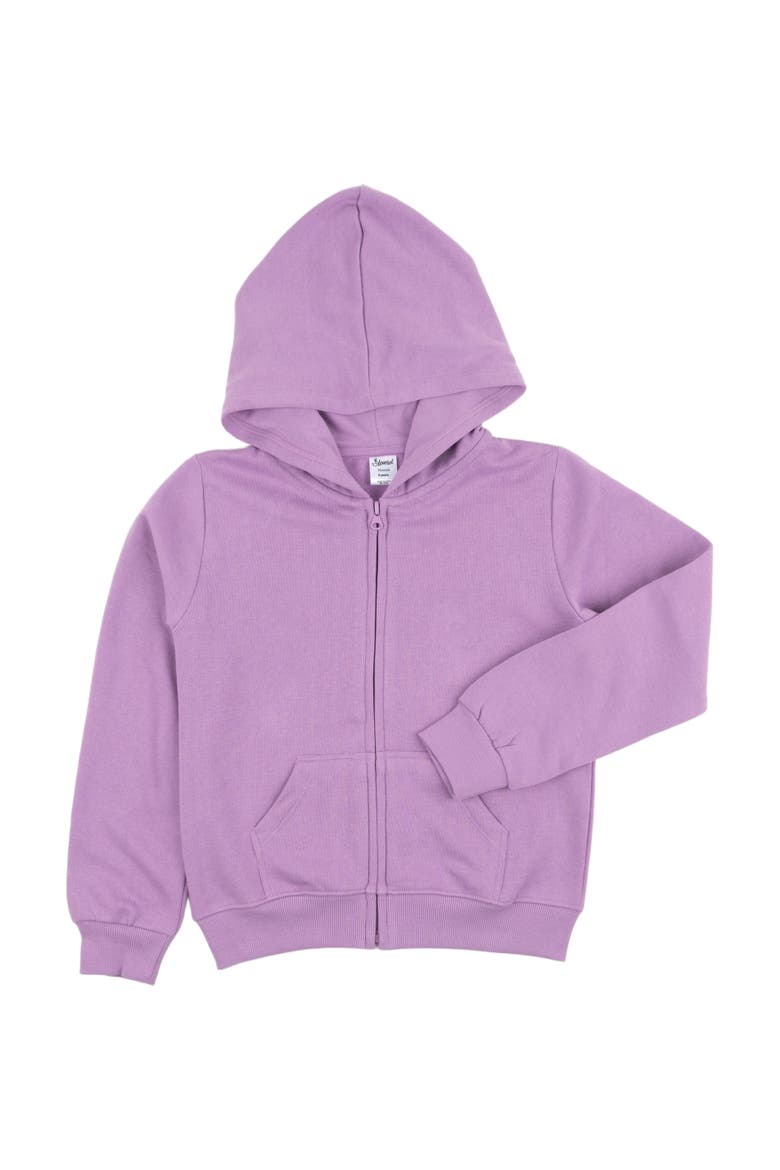 Kids Zip-Up Sweatshirt Hoodie, Cotton Blend, Solid Colors, Alternate, color, PURPLE