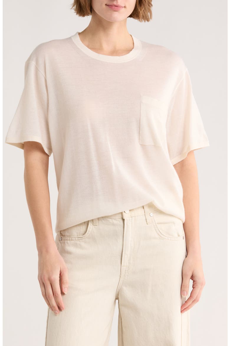 Cashmere Knit Pocket T-Shirt, Main, color, IVORY