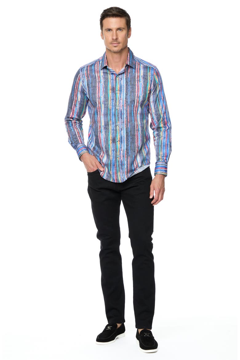 Baja Stripe Classic Fit Stretch Button-Up Shirt, Alternate, color, MULTI