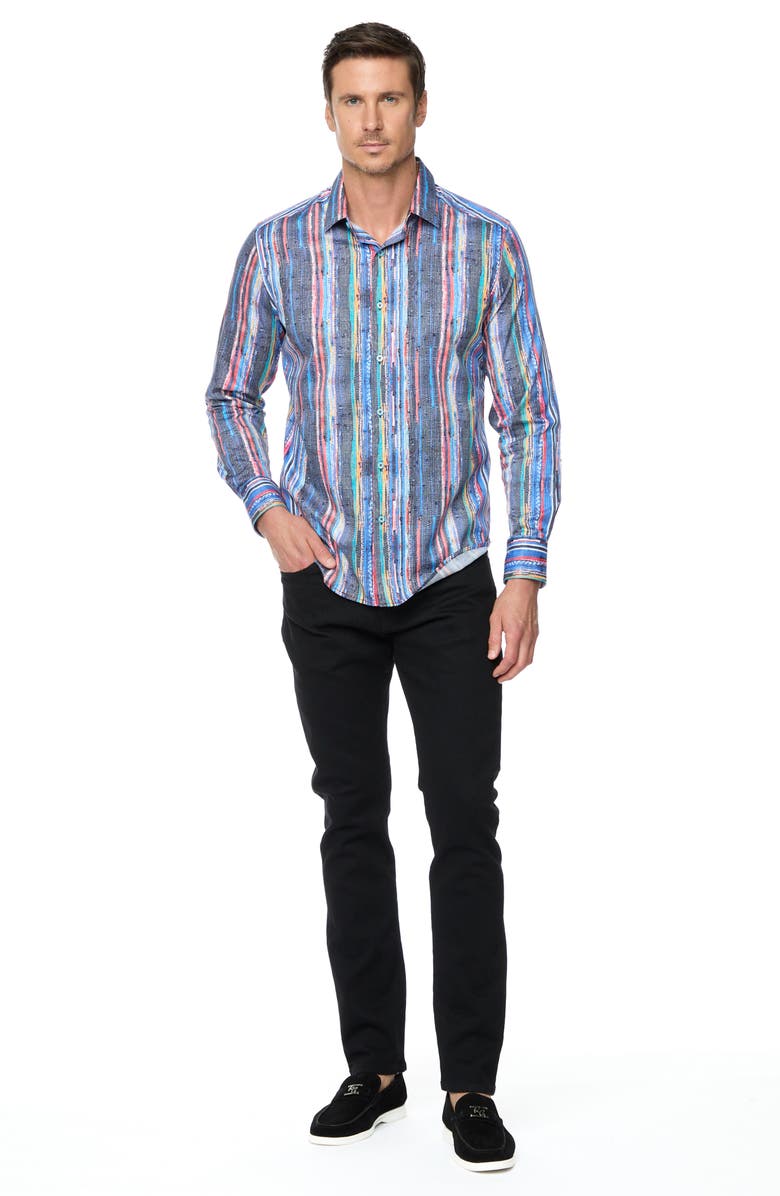 Robert Graham Baja Stripe Classic Fit Stretch Button-Up Shirt, Alternate, color, 