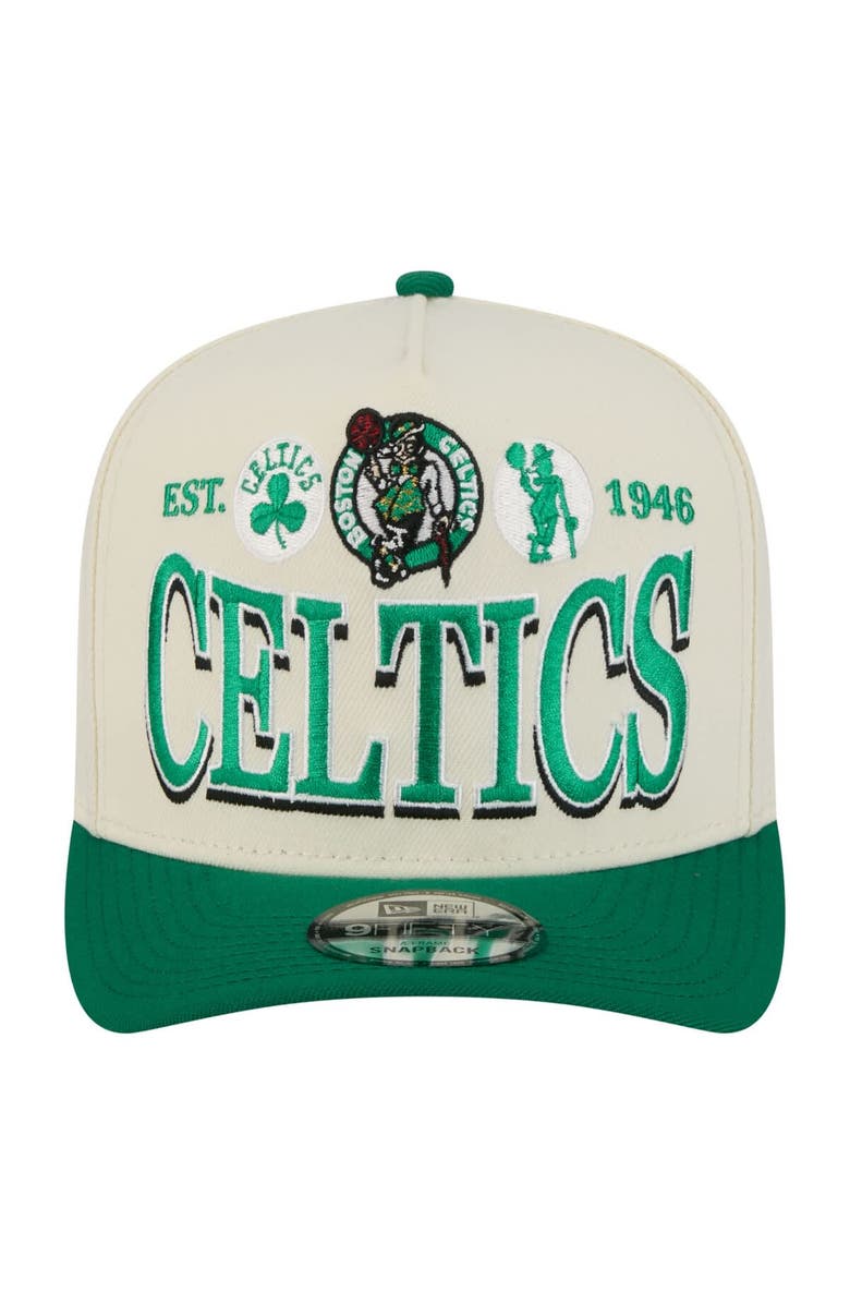 New Era Men's New Era  Cream/Kelly Green Boston Celtics Stretched 2-Tone A-Frame 9FIFTY Adjustable Hat, Alternate, color, Cream