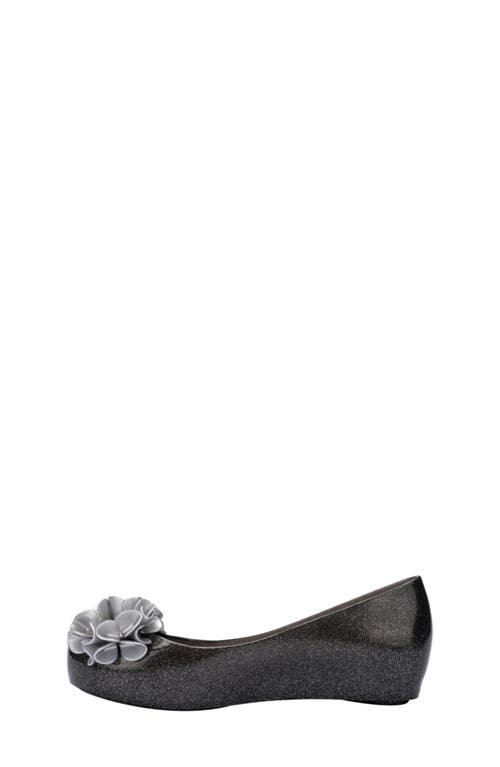 Melissa Kids' Mini Ultragirl Springtime Flat In Glitter Black