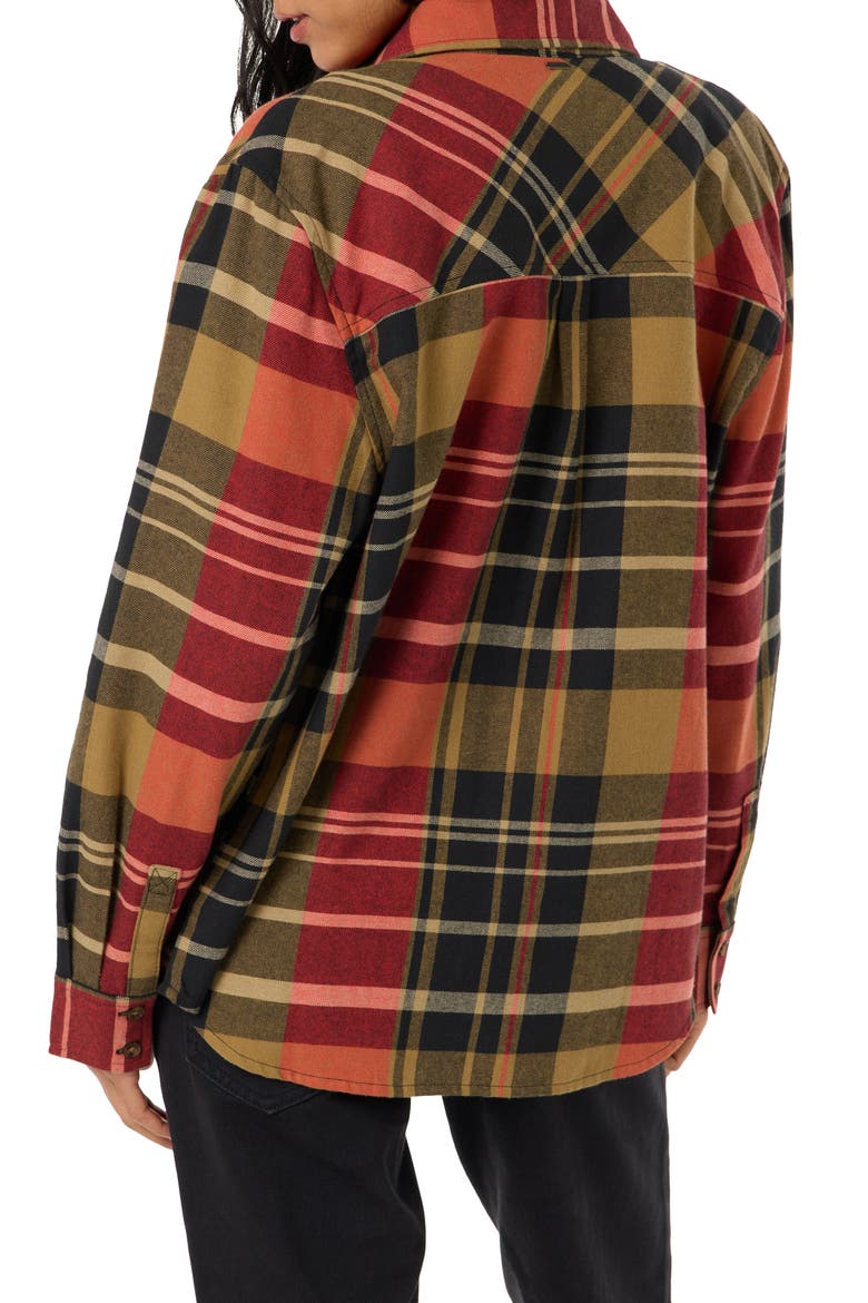 Logan Plaid Flannel Shirt, Alternate, color, LAVA RED