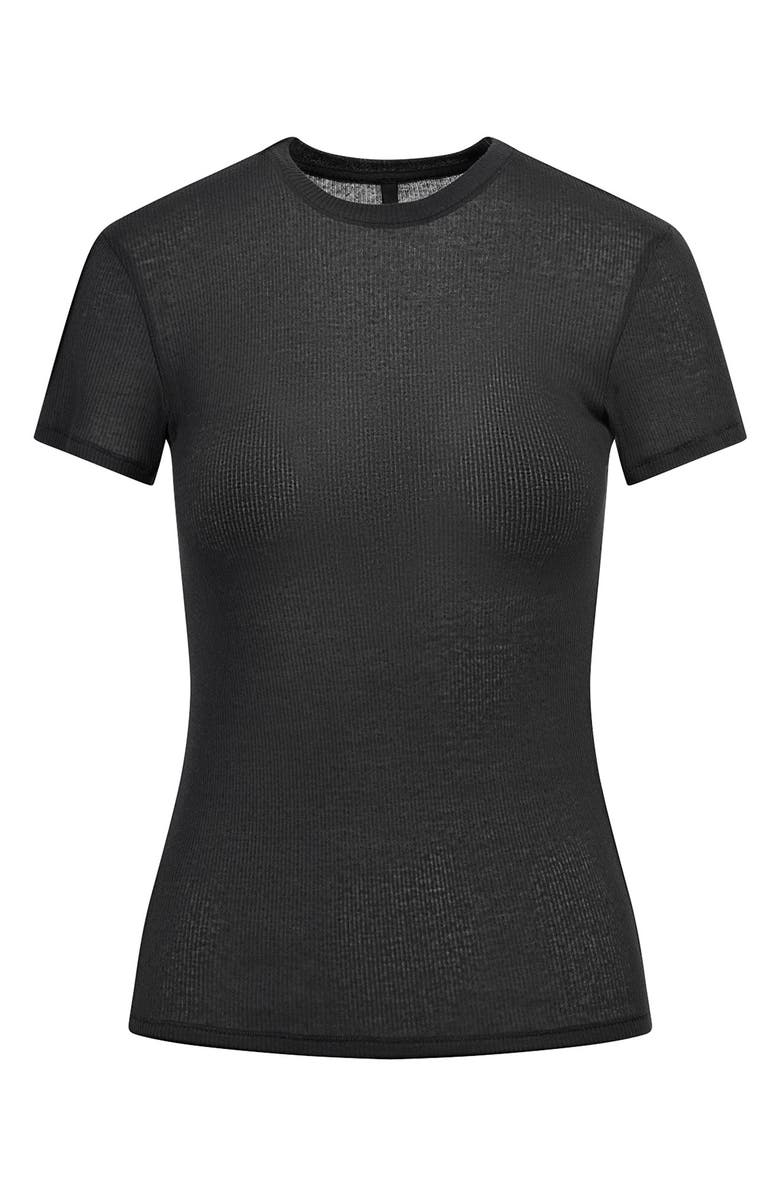 SKIMS Sheer Rib T-Shirt, Alternate, color, Soot