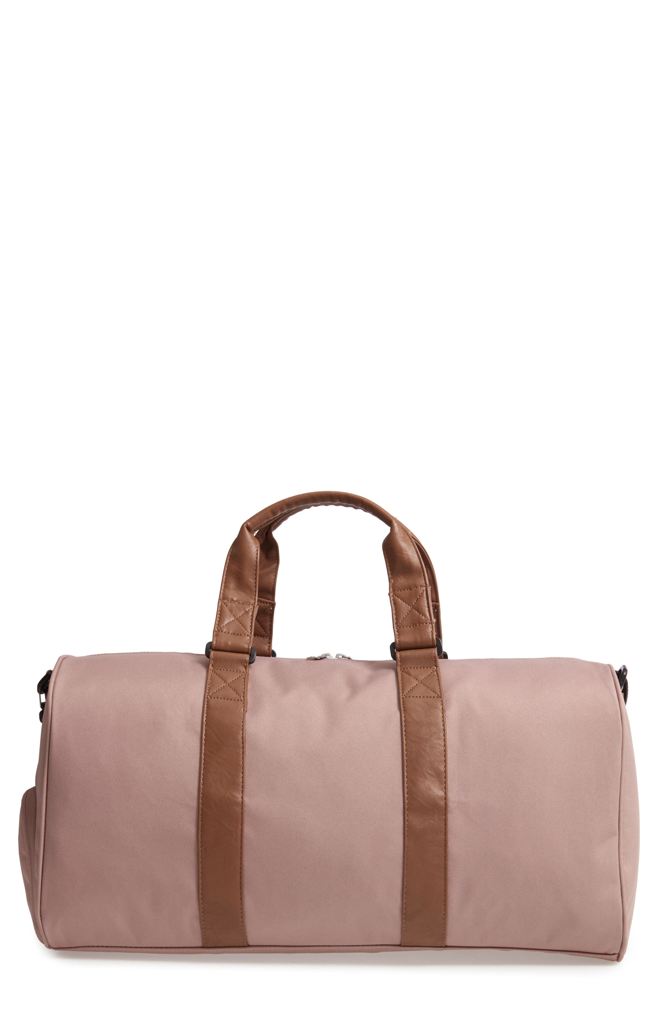 Canvas Duffle Bag, Main, color, ASH ROSE/TAN