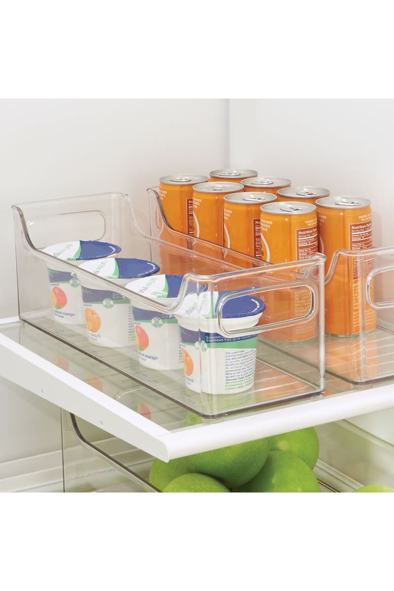Stackable Plastic Pantry Bin - Storage Bin with Handles for Cabinets or Fridge - Set of 4 - Clear, Alternate, color, Clear