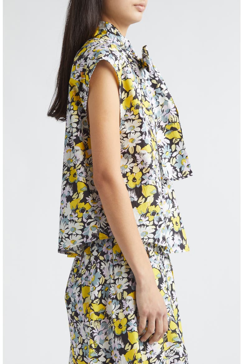 Pop Flowers Print Cotton Bow Top, Alternate, color, PFY56 MAIZE