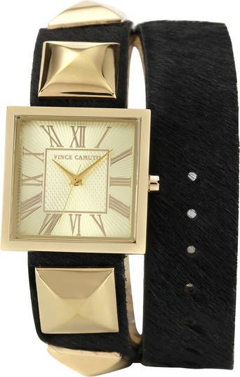 Vince Camuto Double Wrap Leather Strap Watch, 27mm | Nordstrom display picture 2