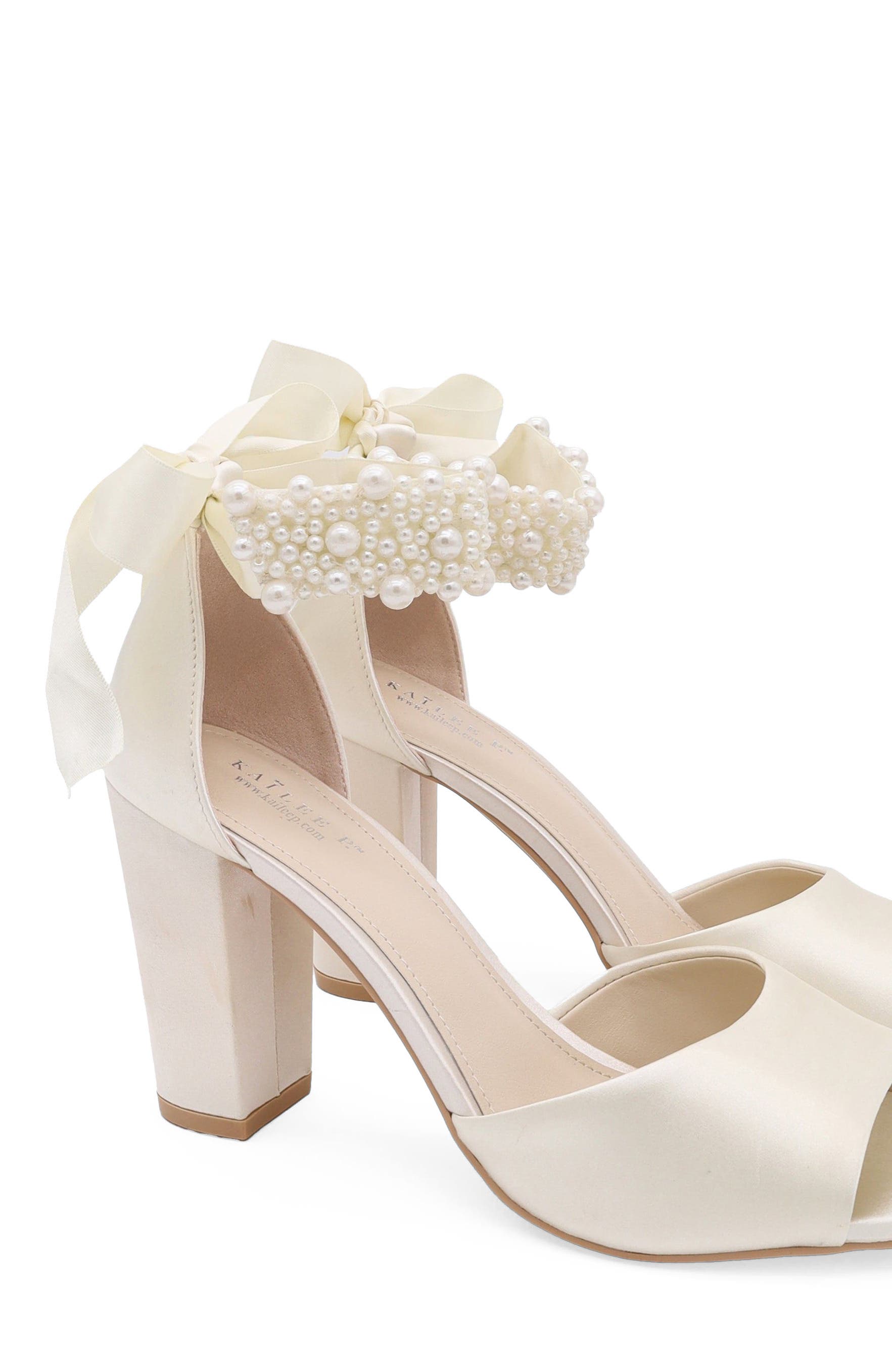 Sasha Satin Block Heel Sandals with Perla Strap, Alternate, color, Ivory