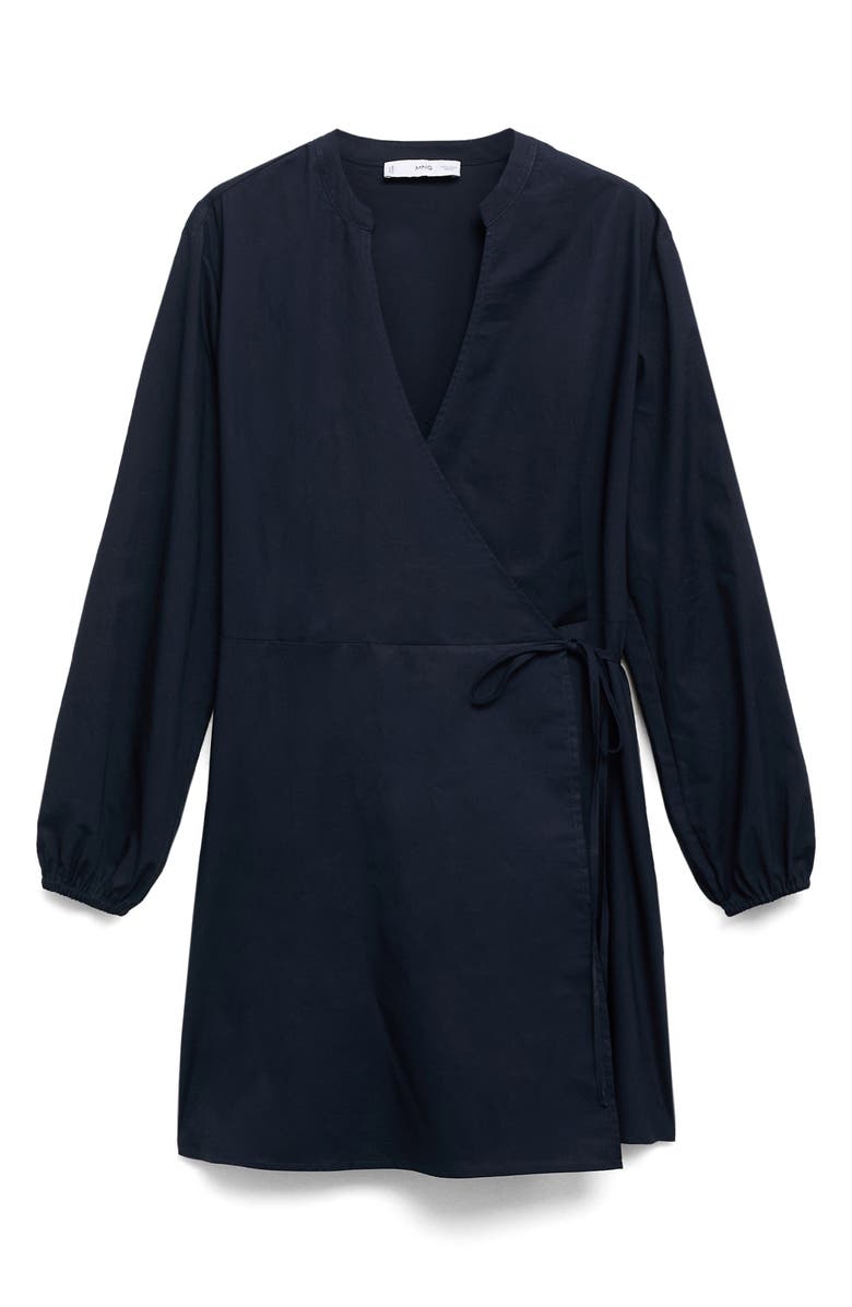 MANGO Long Sleeve Cotton Wrap Minidress, Alternate, color, 