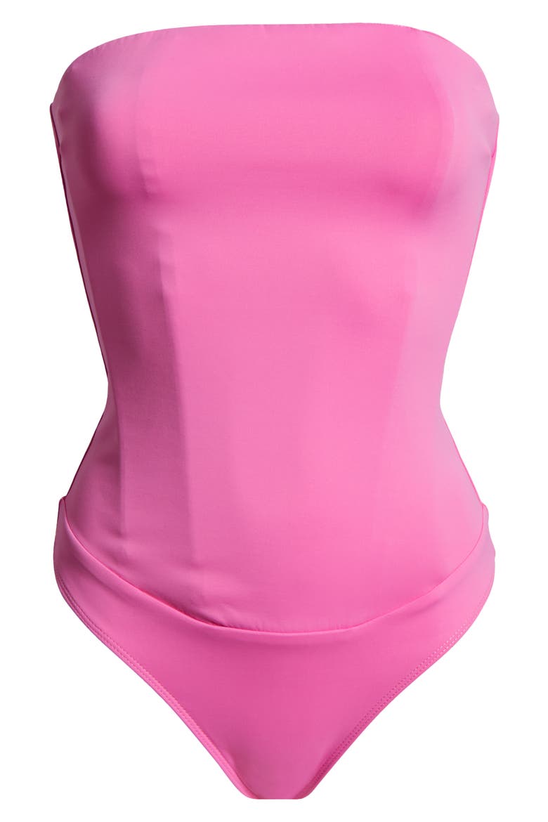 Sculpting Corset Strapless Bodysuit, Alternate, color, BERRY SORBET010