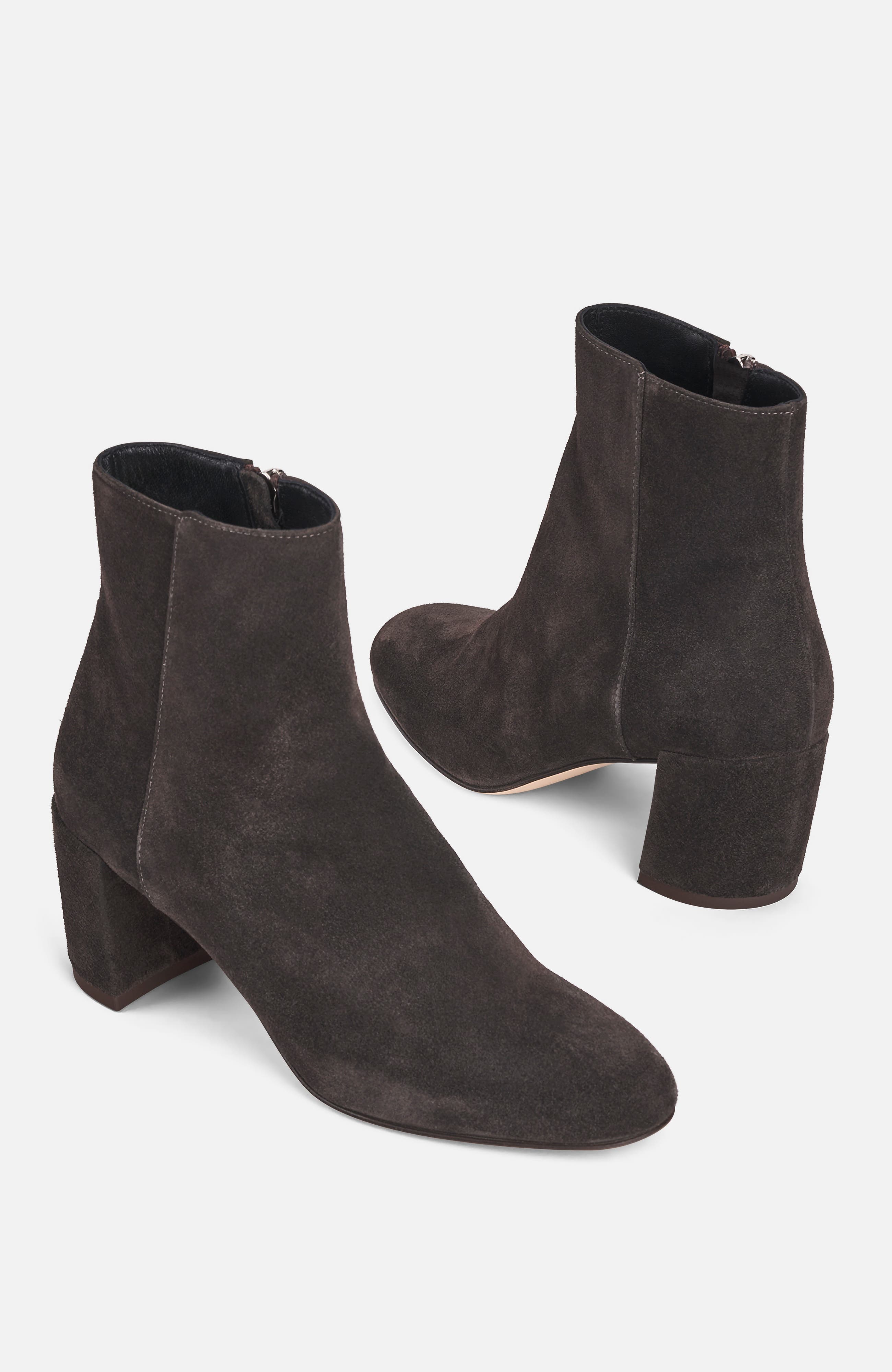 AGL Lynn Bootie Heeled Leather Ankle Boot, Alternate, color, Charcoal