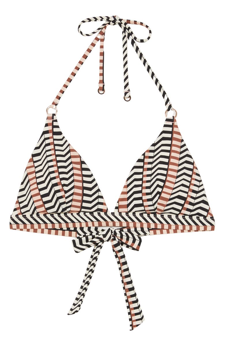 Reiss Charlie Triangle Bikini Top, Alternate, color, Black/ Brown