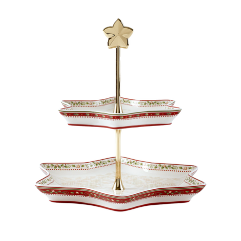 Winter Bakery Delight Two Tier Server Holly