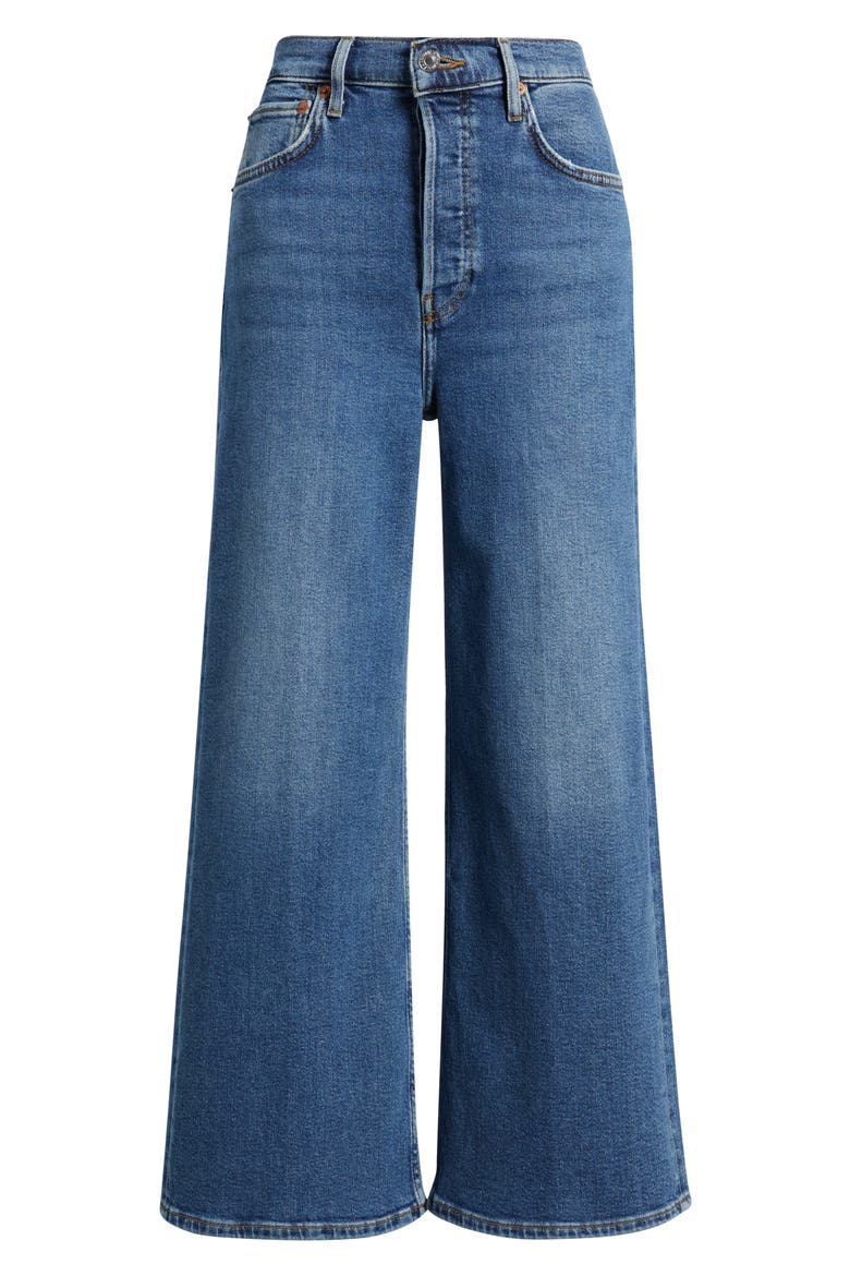 High Waist Crop Wide Leg Jeans, Alternate, color, MID 70S