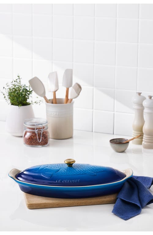 Le Creuset Heritage Covered Stoneware Fish Baker In Blue