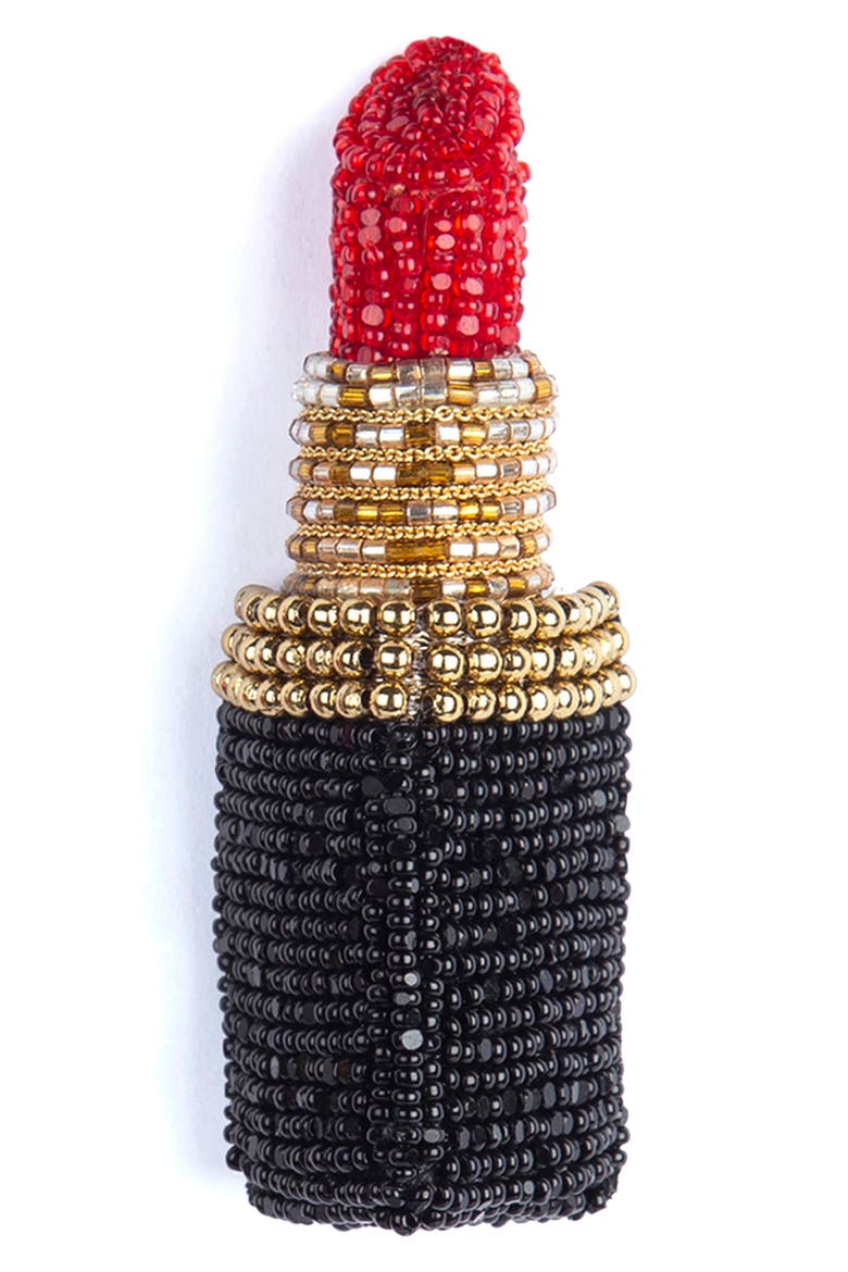 Lipstick Brooch, Main, color, RED