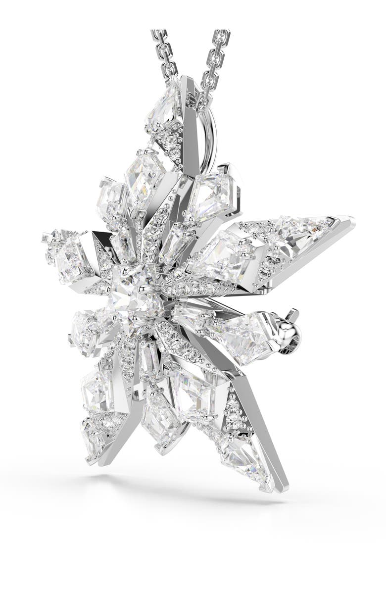 Swarovski Idylla Snowflake Brooch Pendant Necklace, Alternate, color, White/ Silver
