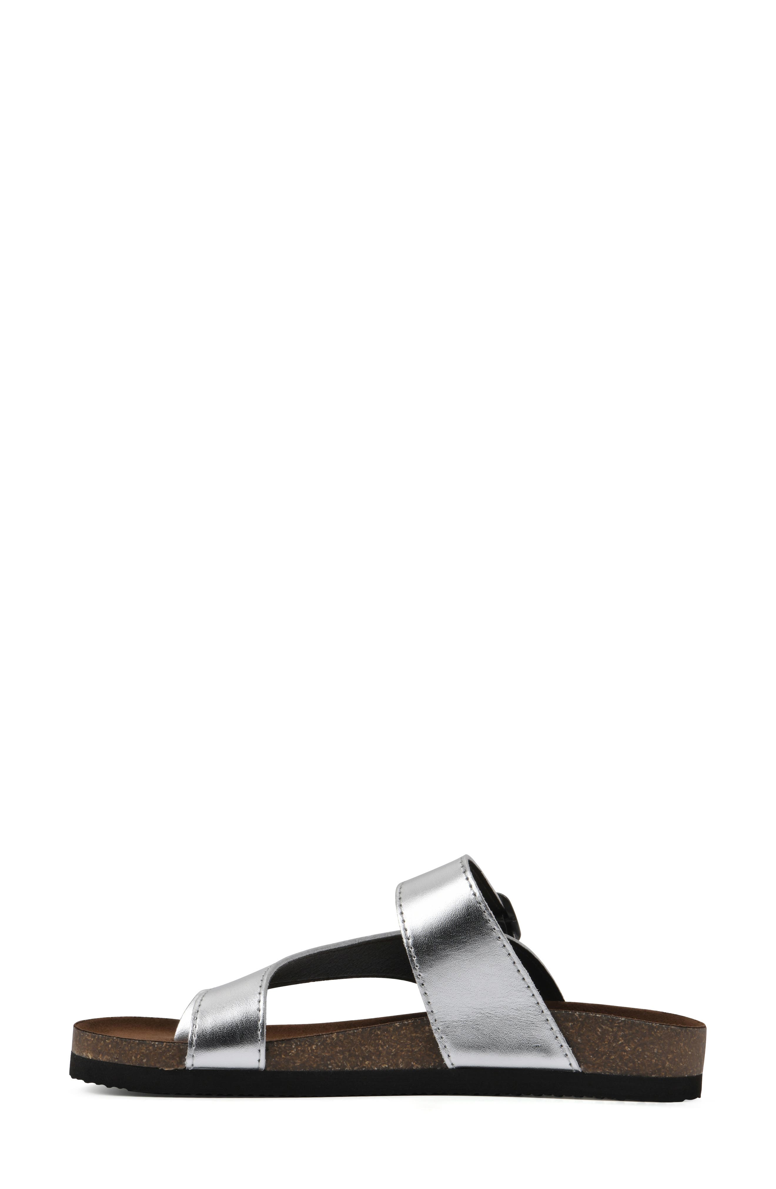 White Mountain Footwear Carly Leather Footbed Sandal, Alternate, color, Silver/ Leather
