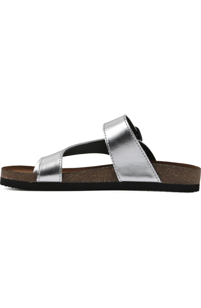 White Mountain Footwear Carly Leather Footbed Sandal, Alternate, color, Silver/ Leather