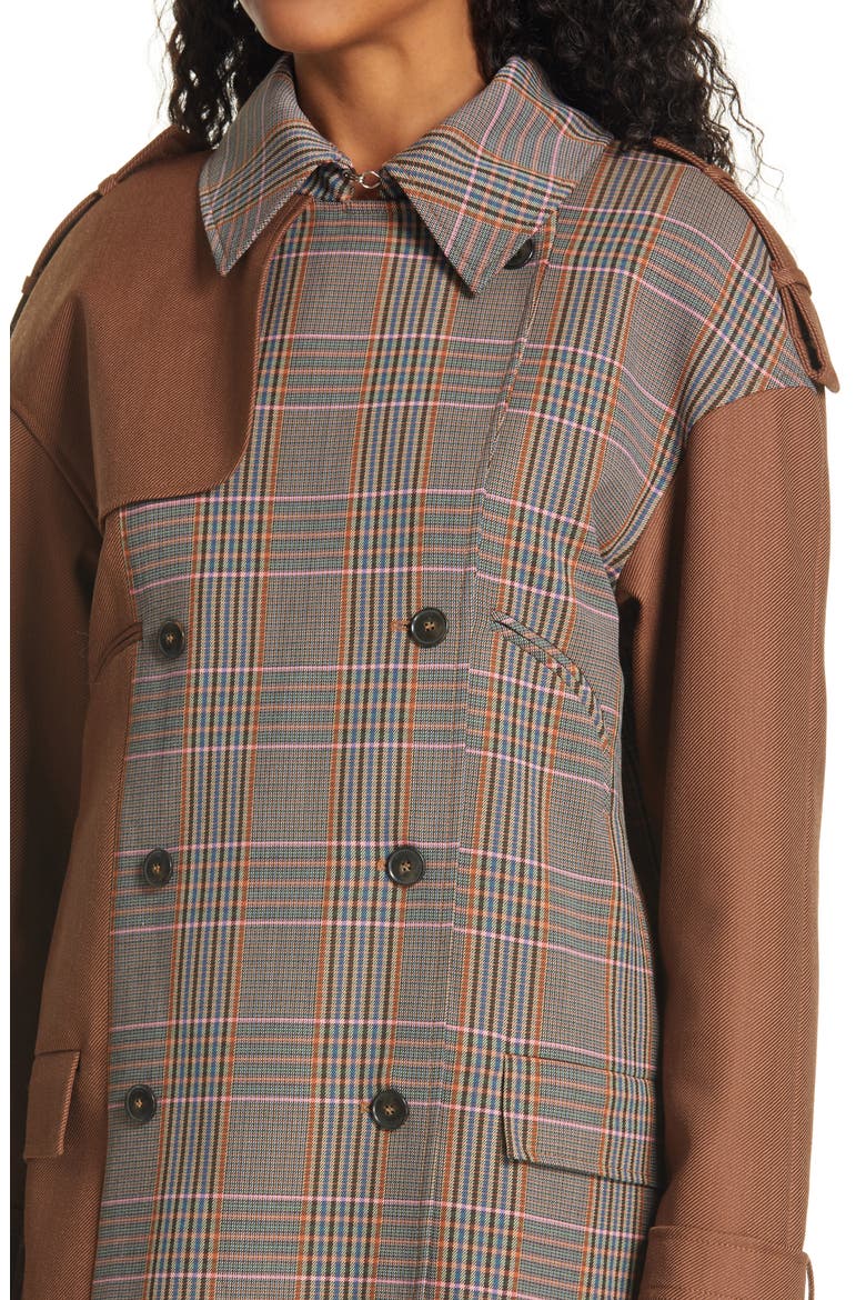 Rina Double Breasted Trench Coat, Alternate, color, PINK CHECKS