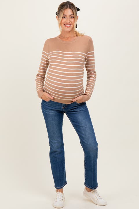 High Rise Crop Straight Maternity Jeans