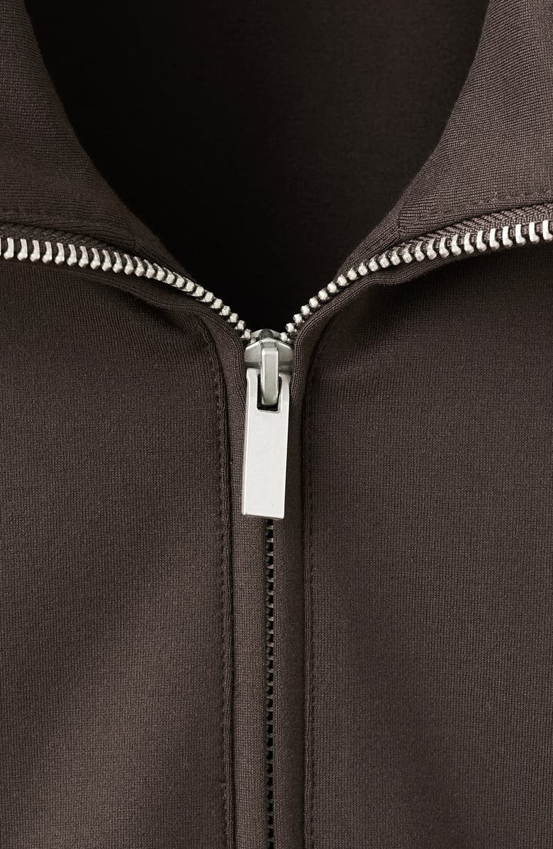 MANGO Stripe Front Zip Jacket, Alternate, color, Brown