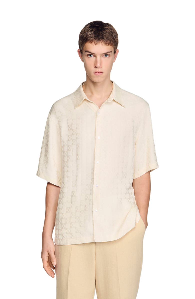 SANDRO Square Cross loose-fit shirt, Main, color, White
