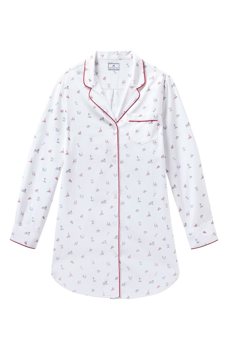 Petite Plume Coastal Charms Cotton Twill Nightshirt, Alternate, color, 