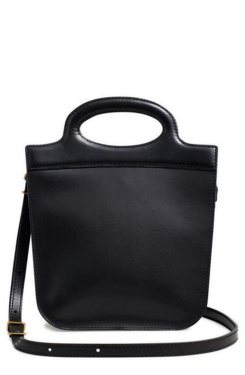 Toggle Top Handle Leather Crossbody Bag