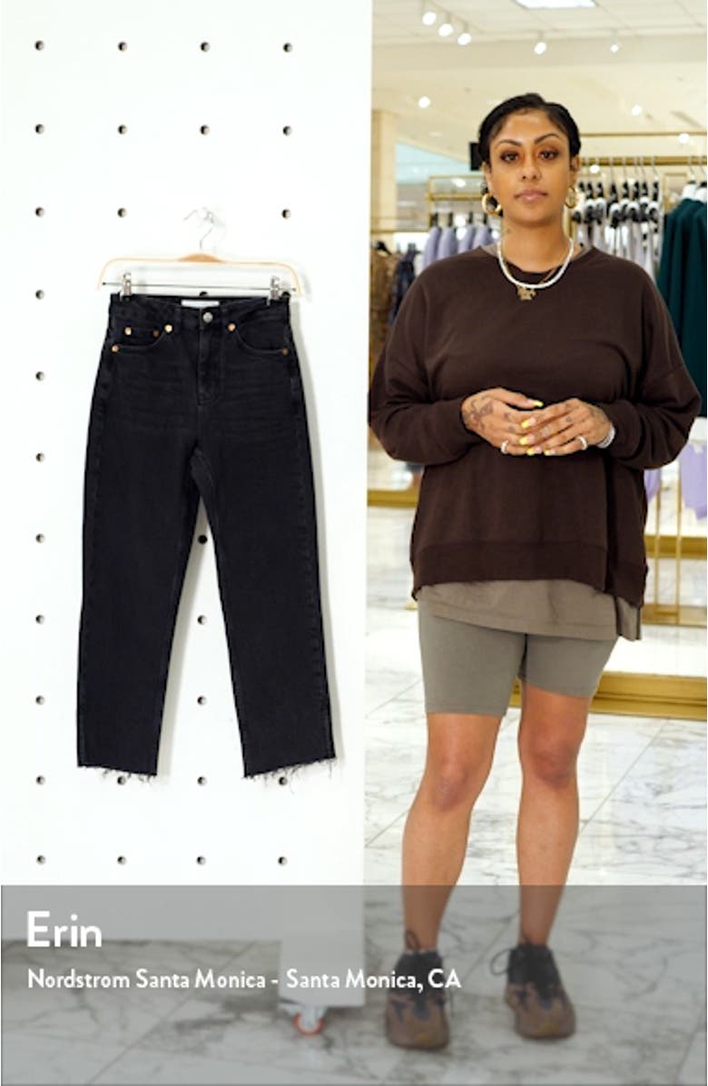 High Waist Split Hem Straight Leg Jeans, sales video thumbnail