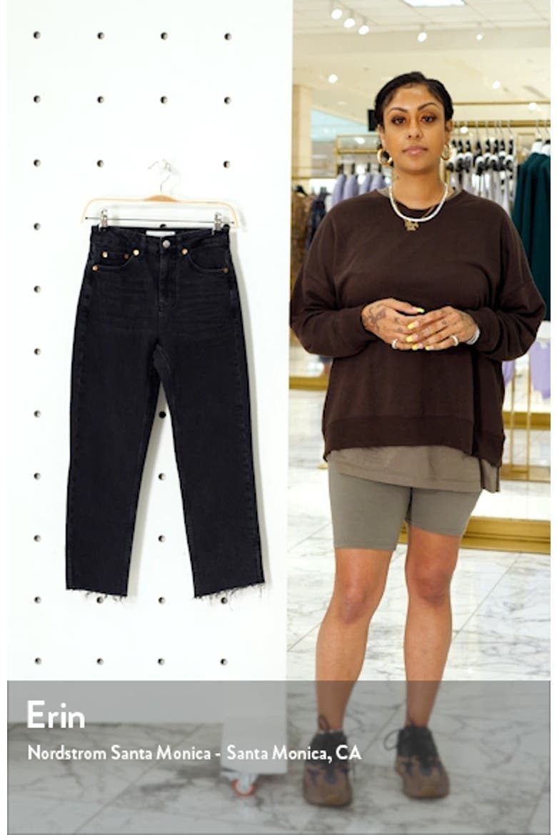High Waist Split Hem Straight Leg Jeans video